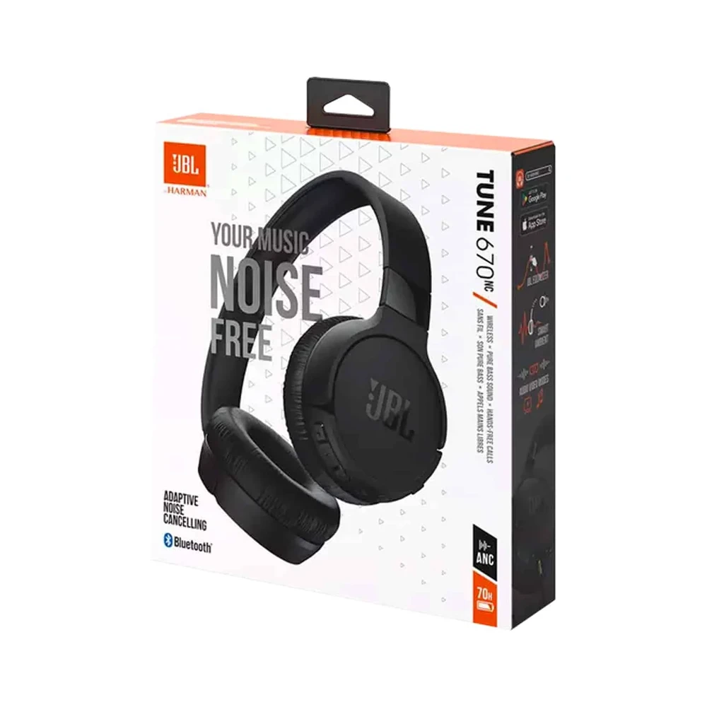 JBL Tune 670 NC belaidės ausinės, Juodos spalvos