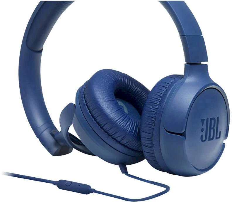 Lengvos ir patogios Ausinės JBL Tune 500 Pure Bass sound su mikrofonu mėlynos