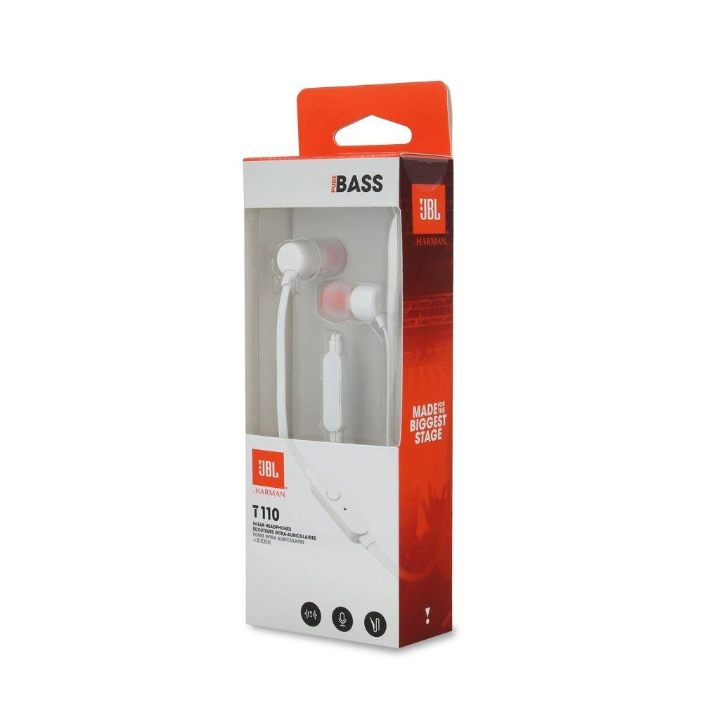 Ausinės JBL TUNE T110 Pure Bass Sound baltos