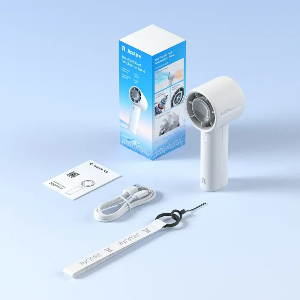 „Jisulife“ nešiojamas ventiliatorius 10 4000mAh nešiojamas USB ventiliatorius – pilkas
