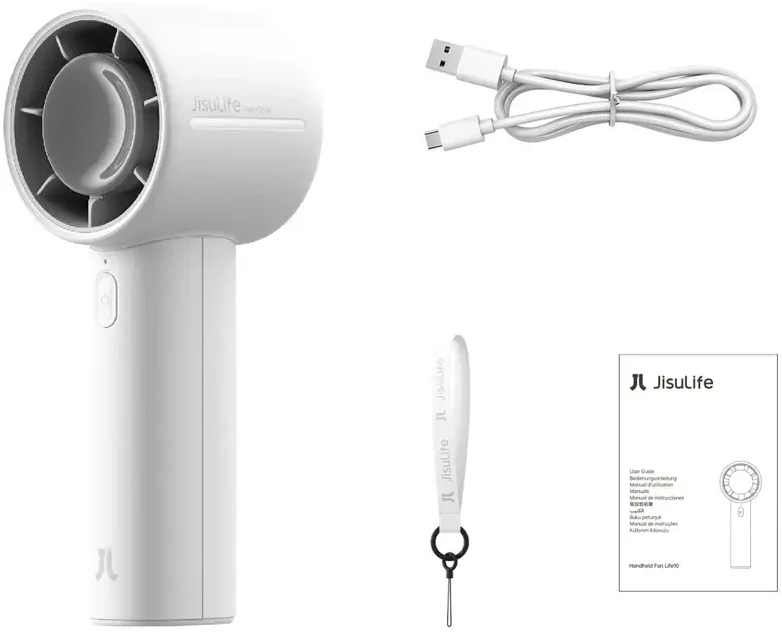 „Jisulife“ nešiojamas ventiliatorius 10 4000mAh nešiojamas USB ventiliatorius – pilkas