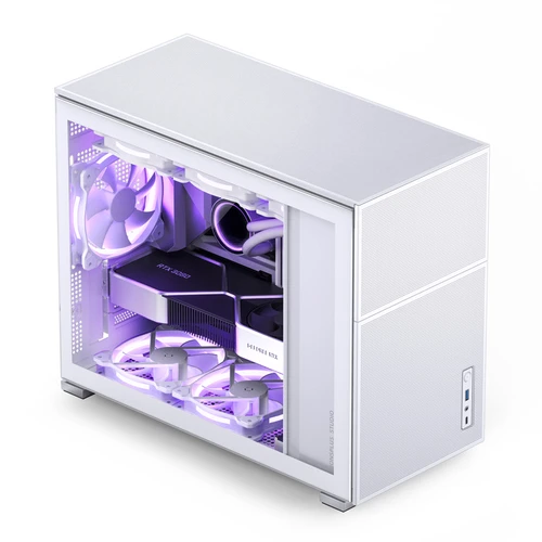 Jonsbo D31 MESH Micro-ATX kompiuterio korpusas, Tempered Glass – baltos spalvos