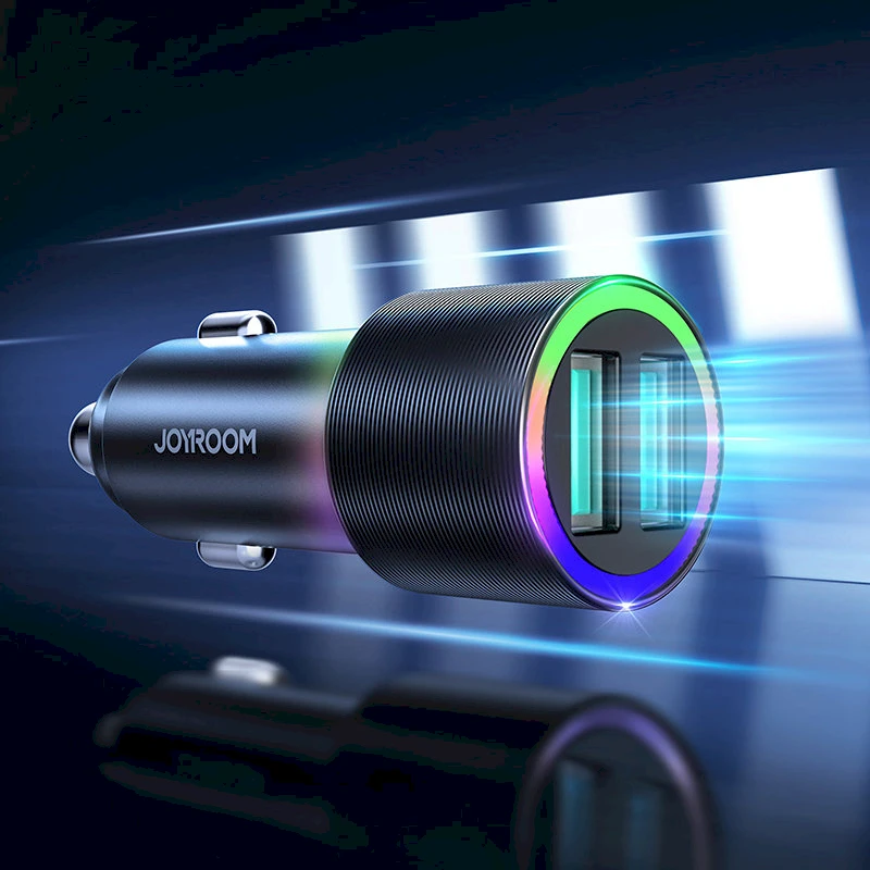 Automobilinis įkroviklis Joyroom JR-CL10 LED 2xUSB 24W juodas