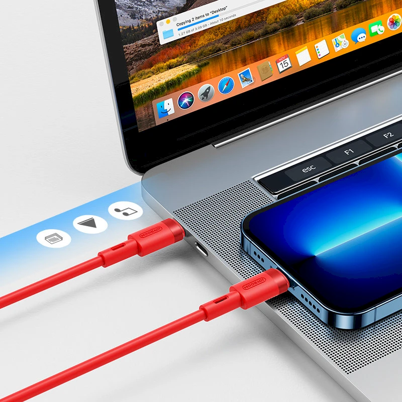 USB kabelis Joyroom (S-1224N9) „USB-C (Type-C) - Lightning kabelis“ (2.4A 20W 1.2m) raudonas