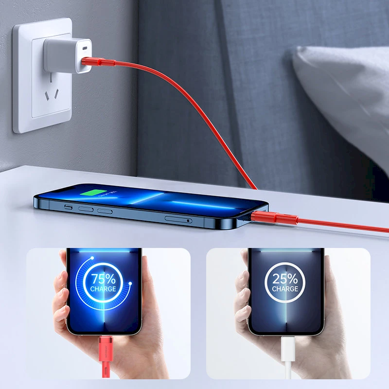 USB kabelis Joyroom (S-1224N9) „USB-C (Type-C) - Lightning kabelis“ (2.4A 20W 1.2m) raudonas