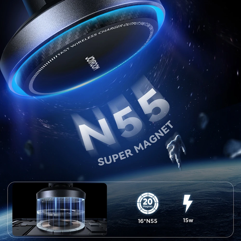 Automobilinis laikiklis-įkroviklis Joyroom JR-ZS387 MagSafe 15W juodas