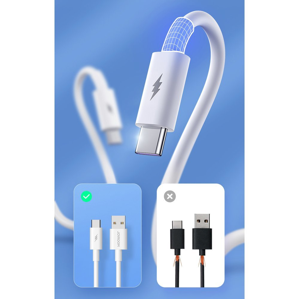 Joyroom greitas įkrovimas USB – USB tipo C laidas Greito įkrovimo maitinimo tiekimas 5 A 45 W 1 m baltas (S-1050M7)