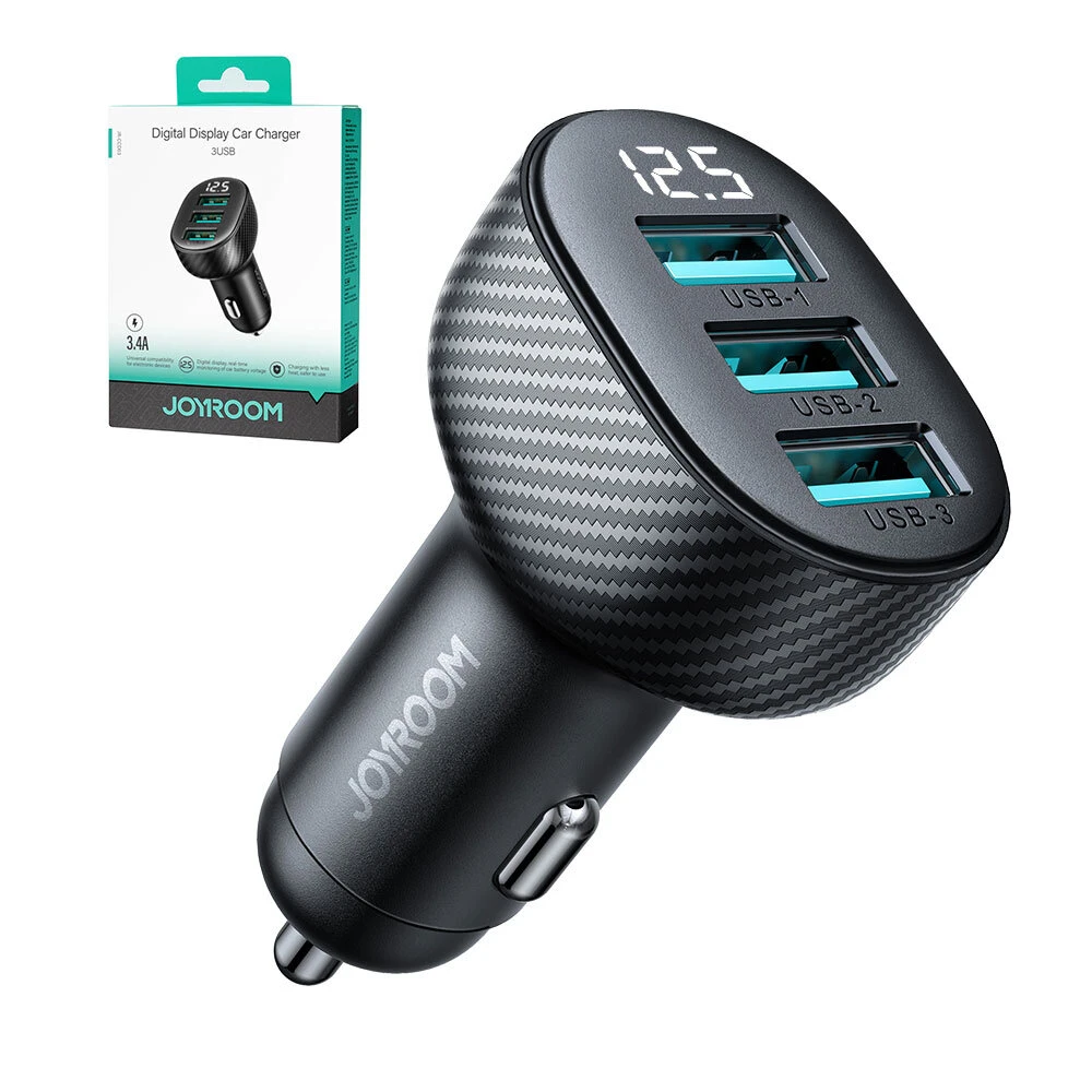 Automobilinis įkroviklis Joyroom JR-CCD03 3xUSB-A 17W juodas