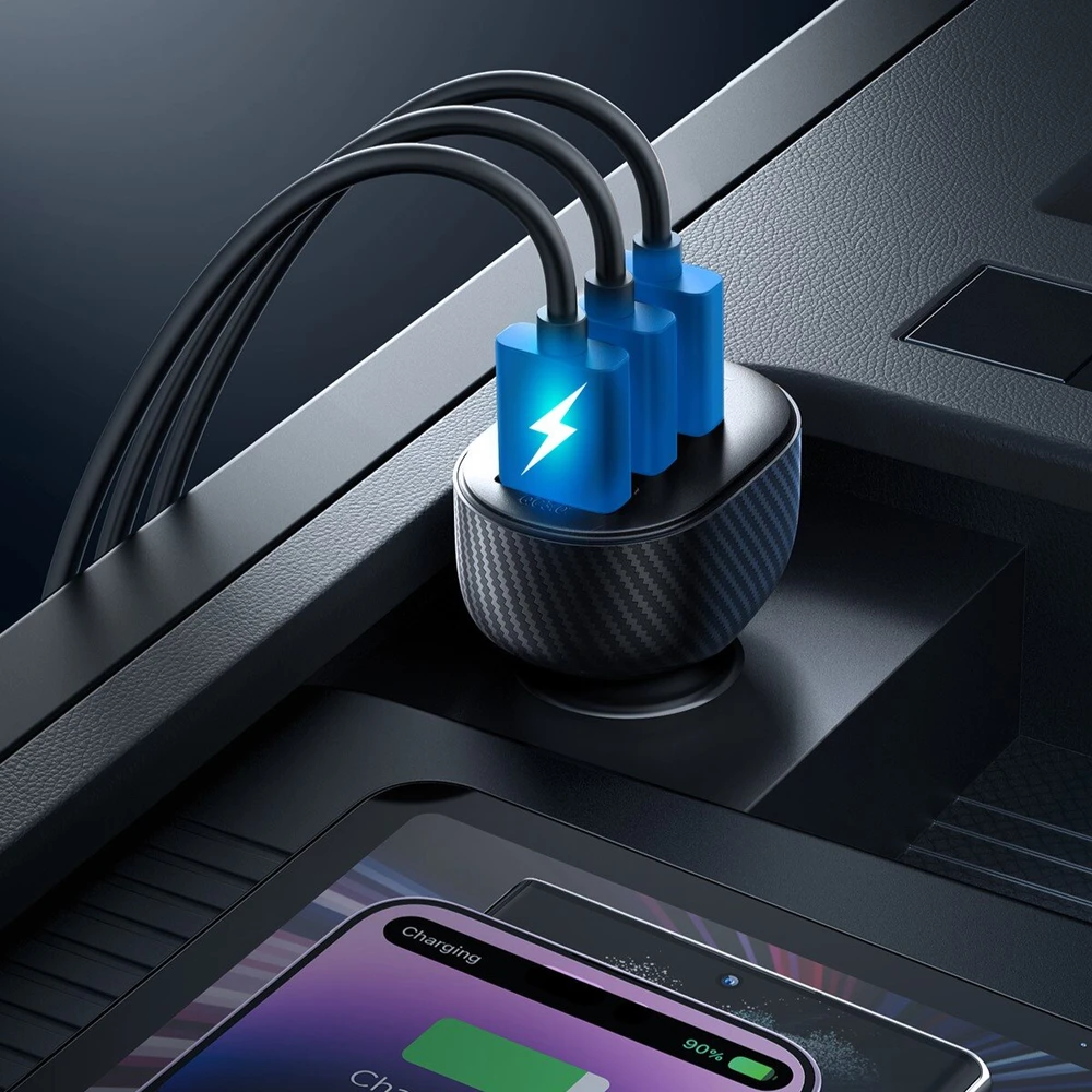 Automobilinis įkroviklis Joyroom JR-CCD03 3xUSB-A 17W juodas