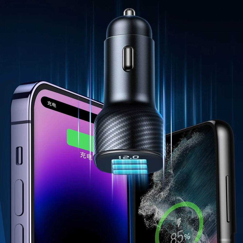 Automobilinis įkroviklis Joyroom JR-CCD04 2xUSB-C/USB-A 30W juodas