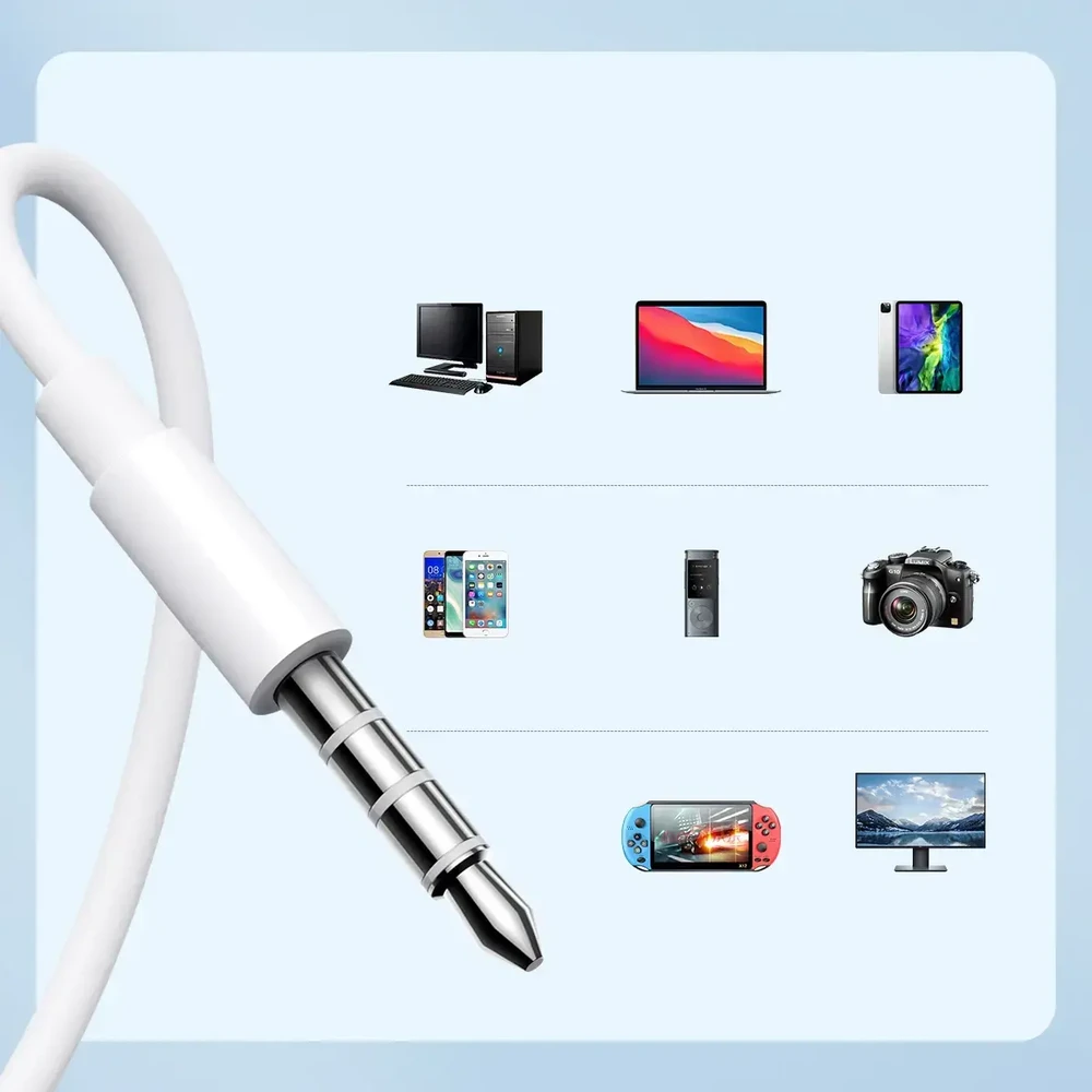 Joyroom JR-EW01 laidinės ausinės su nuotolinio valdymo pulteliu, mini jack, baltos