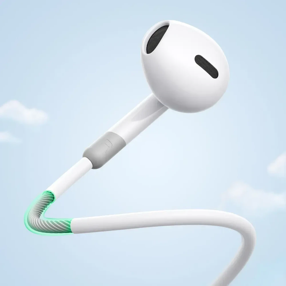 Joyroom JR-EW01 laidinės ausinės su nuotolinio valdymo pulteliu, mini jack, baltos