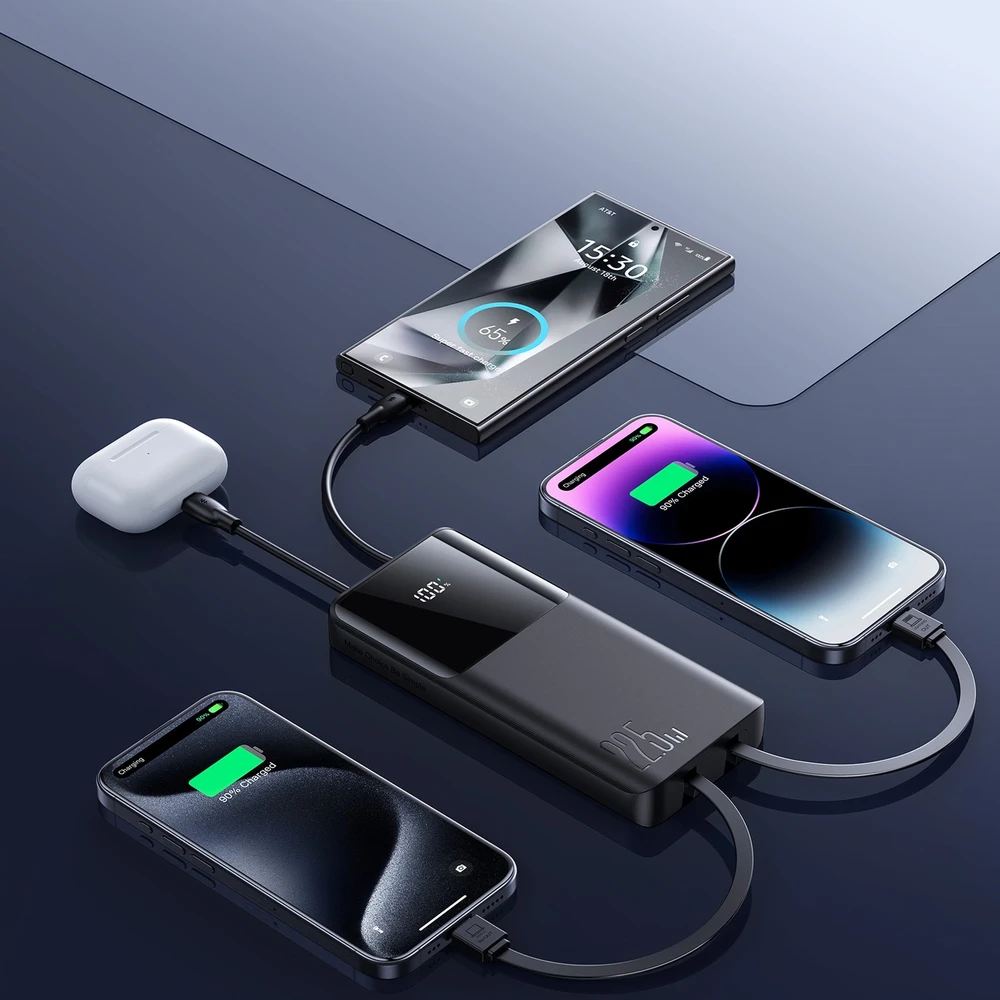 Joyroom JR-PBF19 22.5W 10000mAh Powerbank with Two Built-in Cables – juodos spalvos