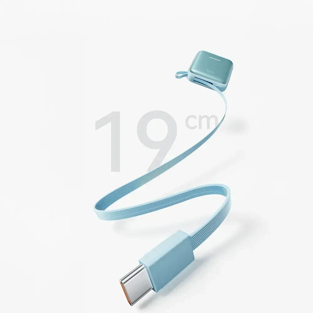 Joyroom JR-PBF27 22.5W 10000mAh Powerbank su dviem integruotais kabeliais – mėlynos spalvos