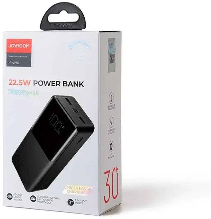 Išorinė baterija Power Bank Joyroom JR-QP193 22.5W 30000mAh juoda