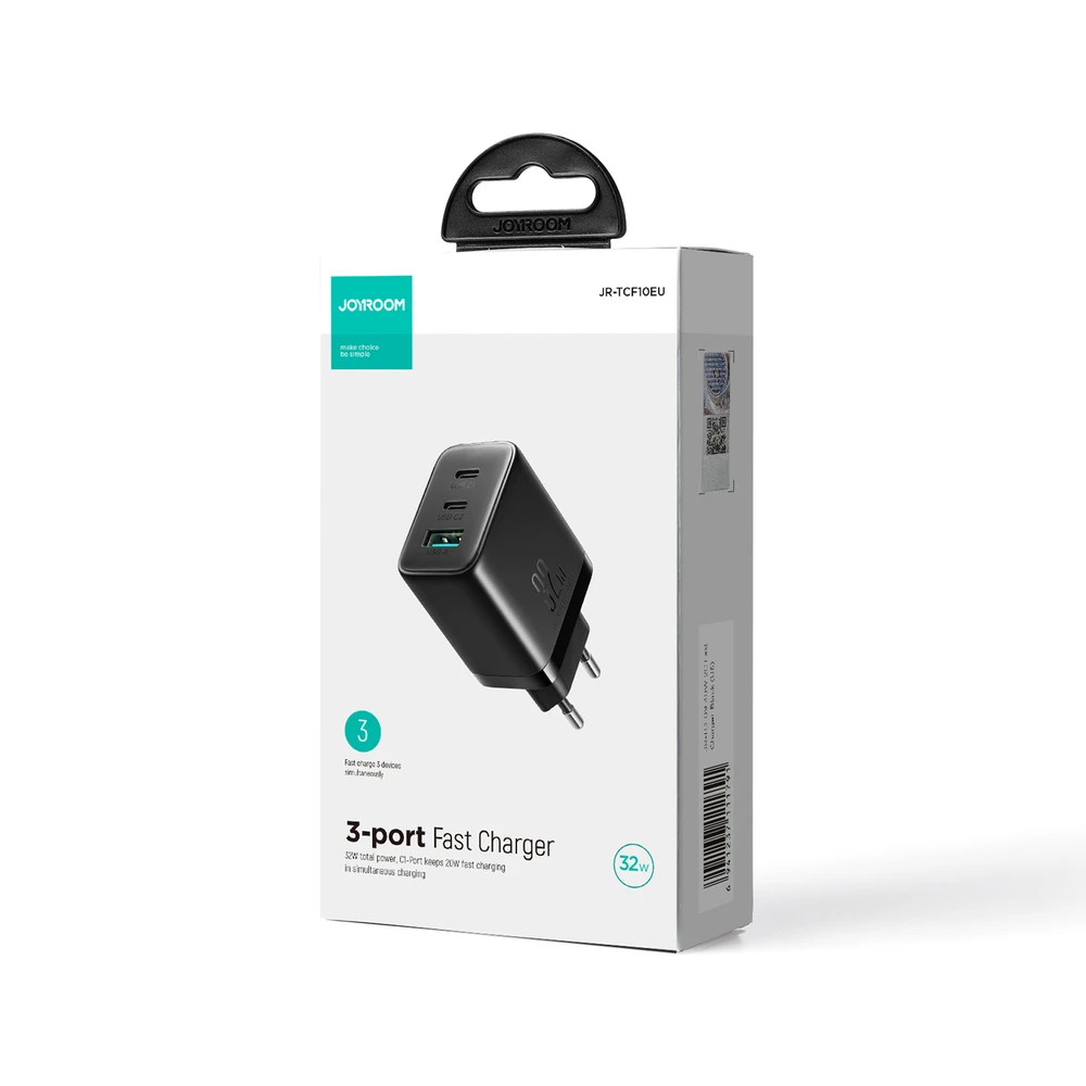 Įkroviklis Joyroom JR-TCF10 32W 2xUSB-C/USB-A juodas
