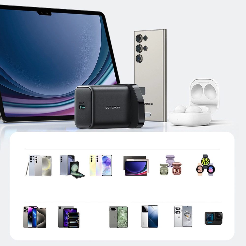 Joyroom JR-TCF23 25W sieninis įkroviklis su 1 m USB-C laidu - Juodas