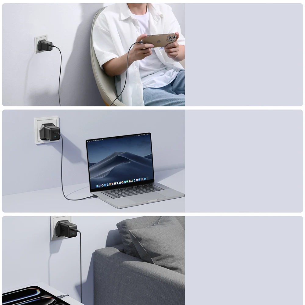 Joyroom JR-TCG17 45W 2 x USB-C laidinis įkroviklis (UK kištukas) – juodos spalvos