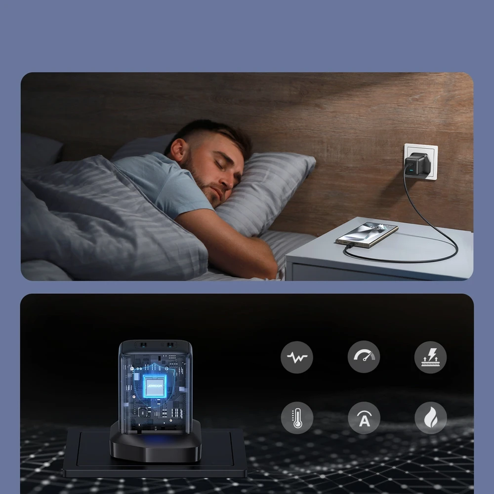 Joyroom JR-TCG17 45W 2 x USB-C laidinis įkroviklis (UK kištukas) – juodos spalvos