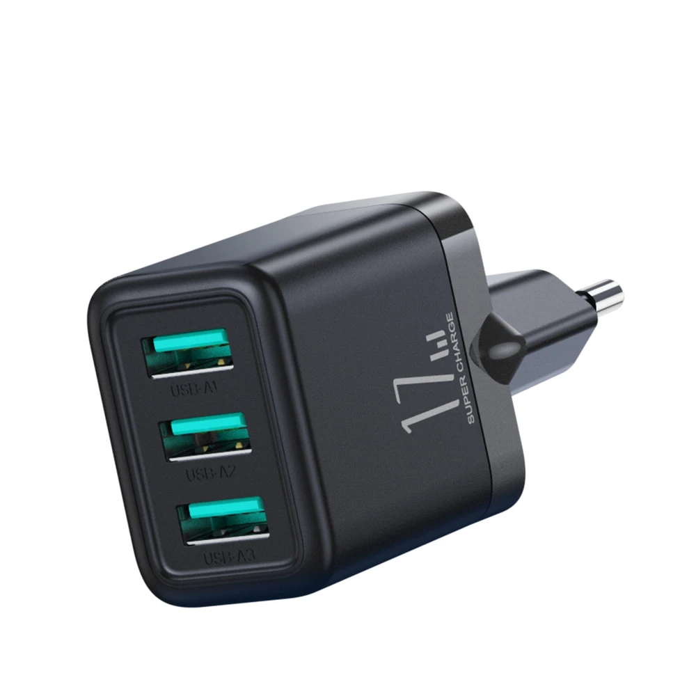 Sieninis įkroviklis Joyroom JR-TCN02, 3.4A 3xUSB (juodas)
