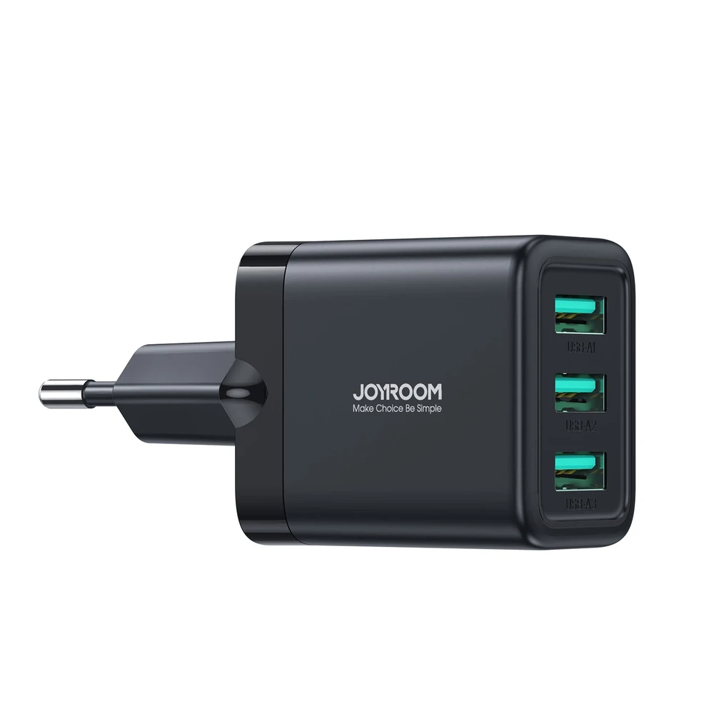 Sieninis įkroviklis Joyroom JR-TCN02, 3.4A 3xUSB (juodas)