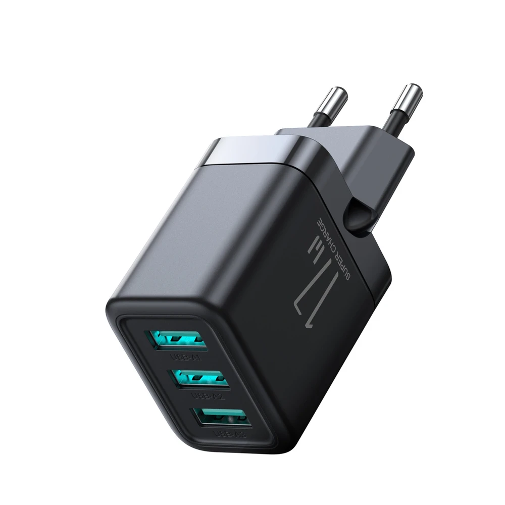 Sieninis įkroviklis Joyroom JR-TCN02, 3.4A 3xUSB (juodas)