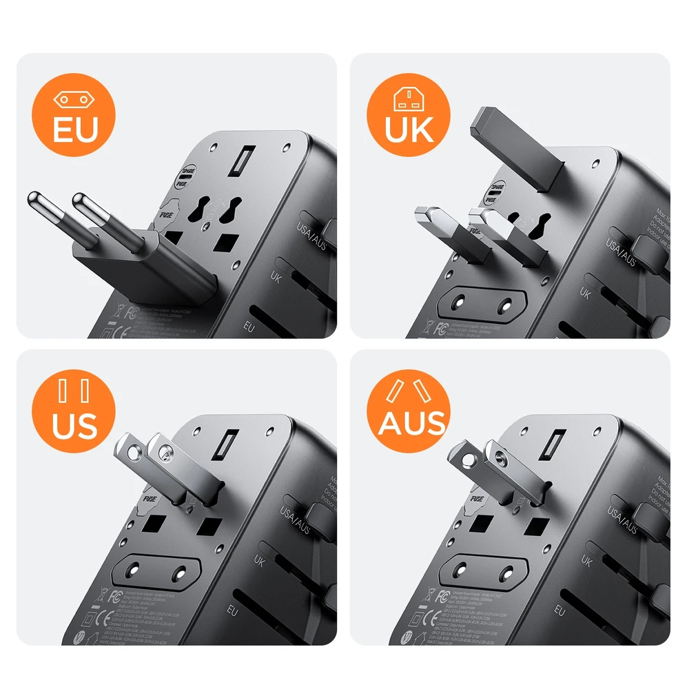 Universalus kelioninis įkroviklis Joyroom JR-TCW01 15W 3xUSB-A/USB-C juodas