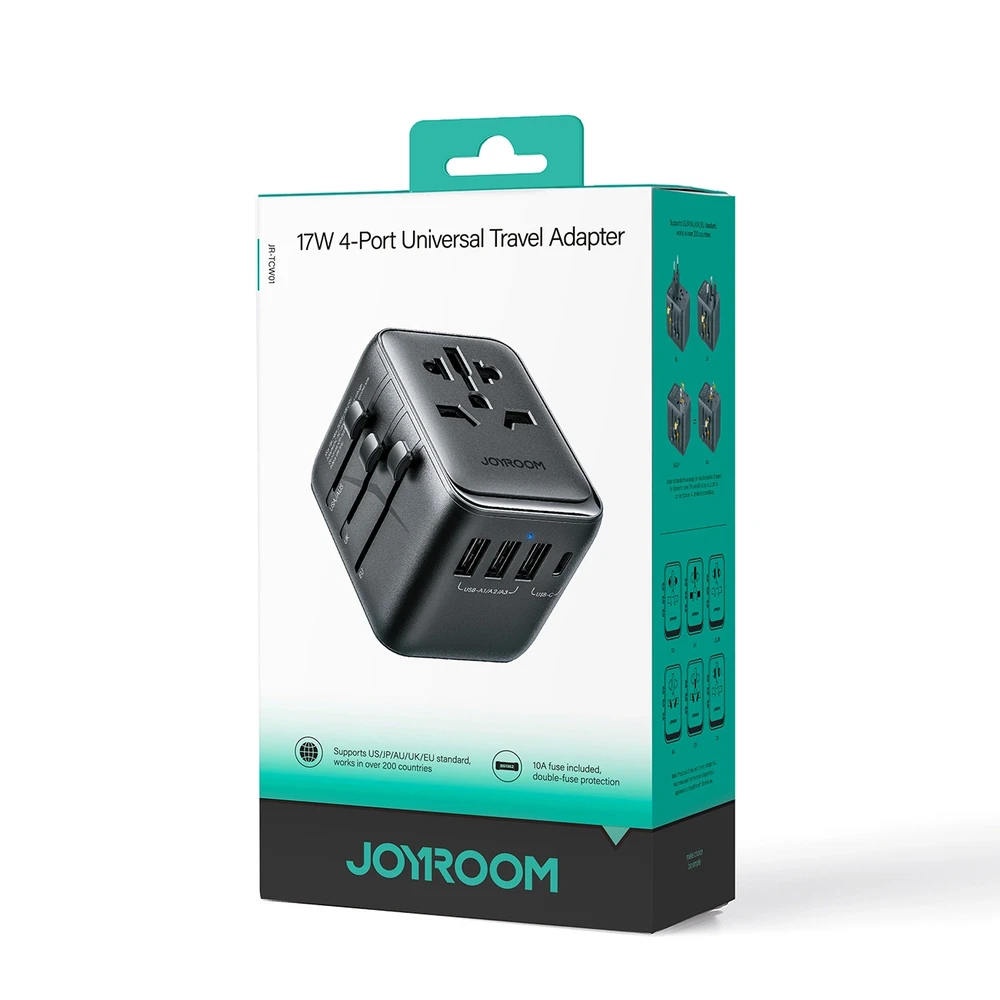 Universalus kelioninis įkroviklis Joyroom JR-TCW01 15W 3xUSB-A/USB-C juodas