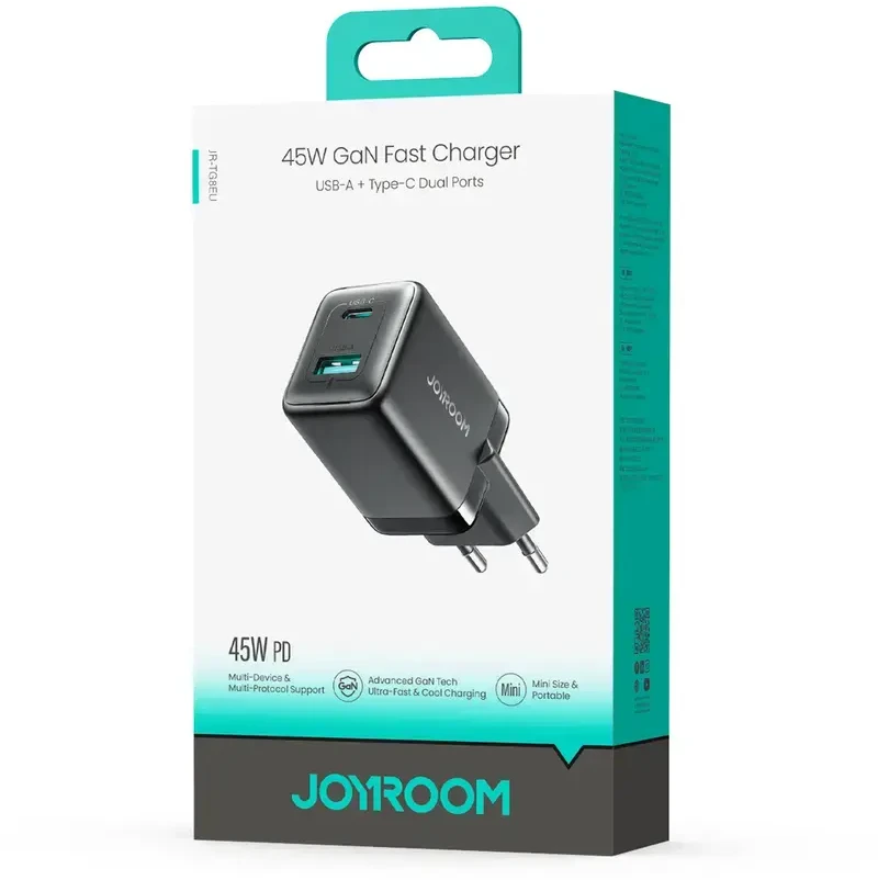 Joyroom JR-TG8 GaN 45W USB-C + USB-A Wall Charger - Juodas