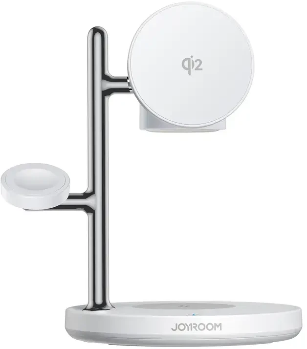 Joyroom JR-W23 Qi2 4 viename stalinis įkroviklis su įmontuota indukcine naktine lempute – baltas
