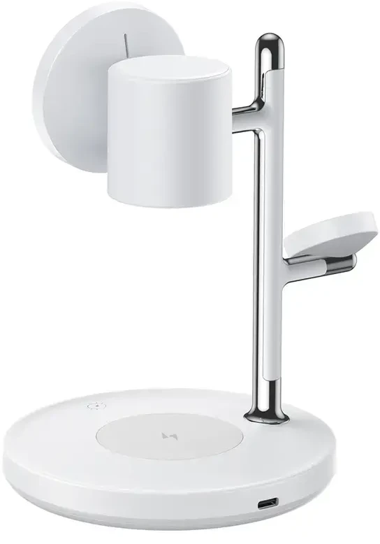 Joyroom JR-W23 Qi2 4 viename stalinis įkroviklis su įmontuota indukcine naktine lempute – baltas