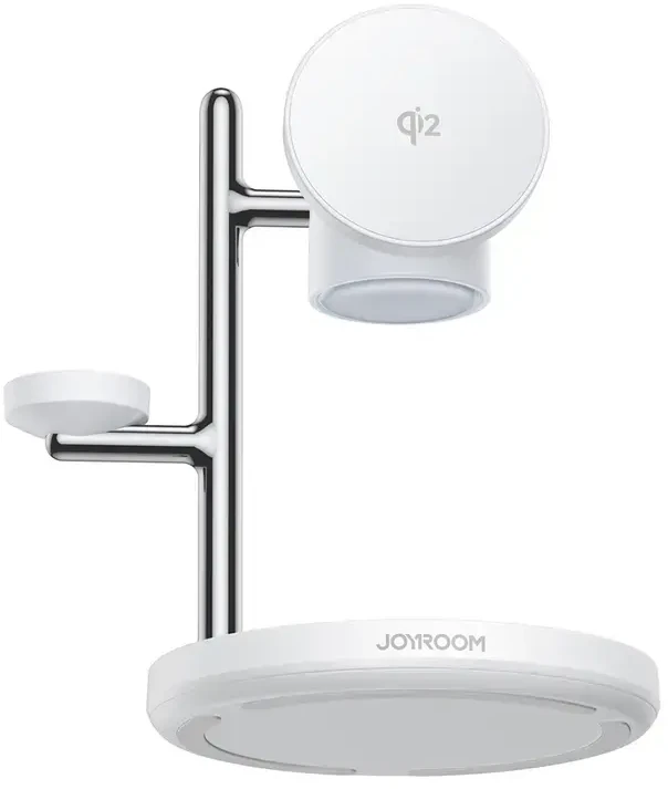Joyroom JR-W23 Qi2 4 viename stalinis įkroviklis su įmontuota indukcine naktine lempute – baltas