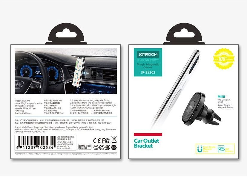 Automobilinis telefono laikiklis Joyroom JR-ZS202 (air vent) magnetinis juodas