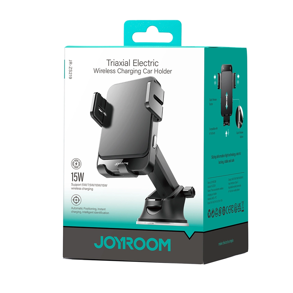 Joyroom JR-ZS219 automobilinių laikiklių rinkinys su Qi indukciniu įkrovikliu (juodas)
