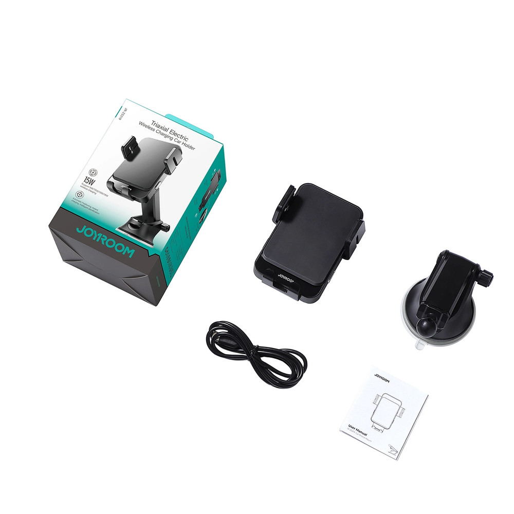 Joyroom JR-ZS219 automobilinių laikiklių rinkinys su Qi indukciniu įkrovikliu (juodas)