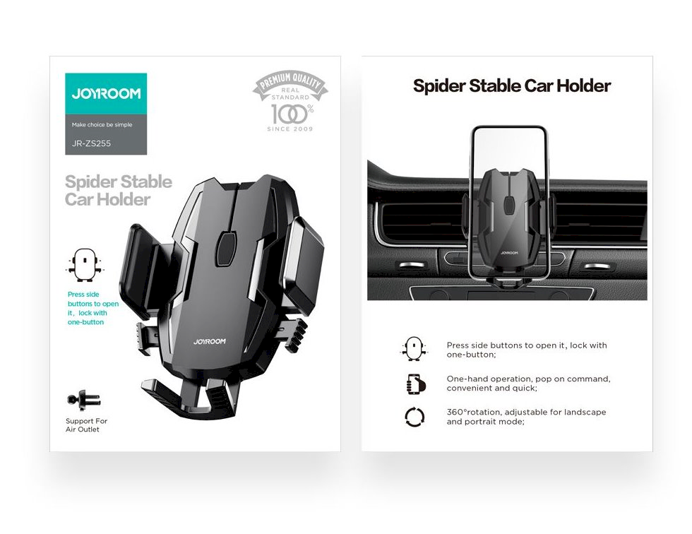 Joyroom car holder JR-ZS255 air vent juodas