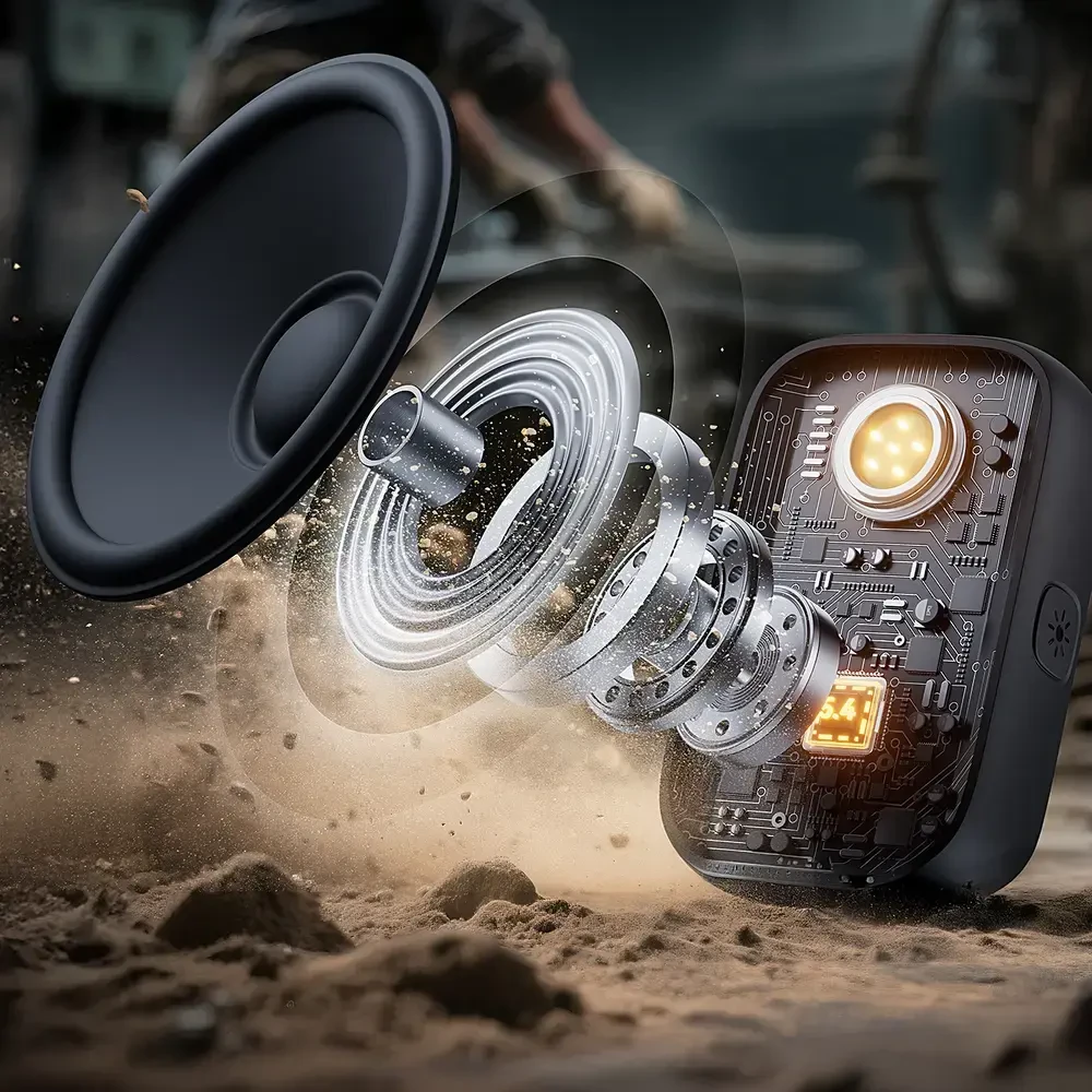 Joyroom Maya JR-MS03 nešiojamas "Bluetooth" garsiakalbis su įmontuotu žibintuvėliu, atsparus – geltonas