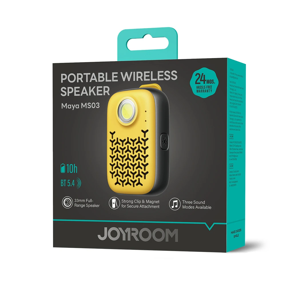 Joyroom Maya JR-MS03 portable Bluetooth garsiakalbis with built-in flashlight, resistant - yellow