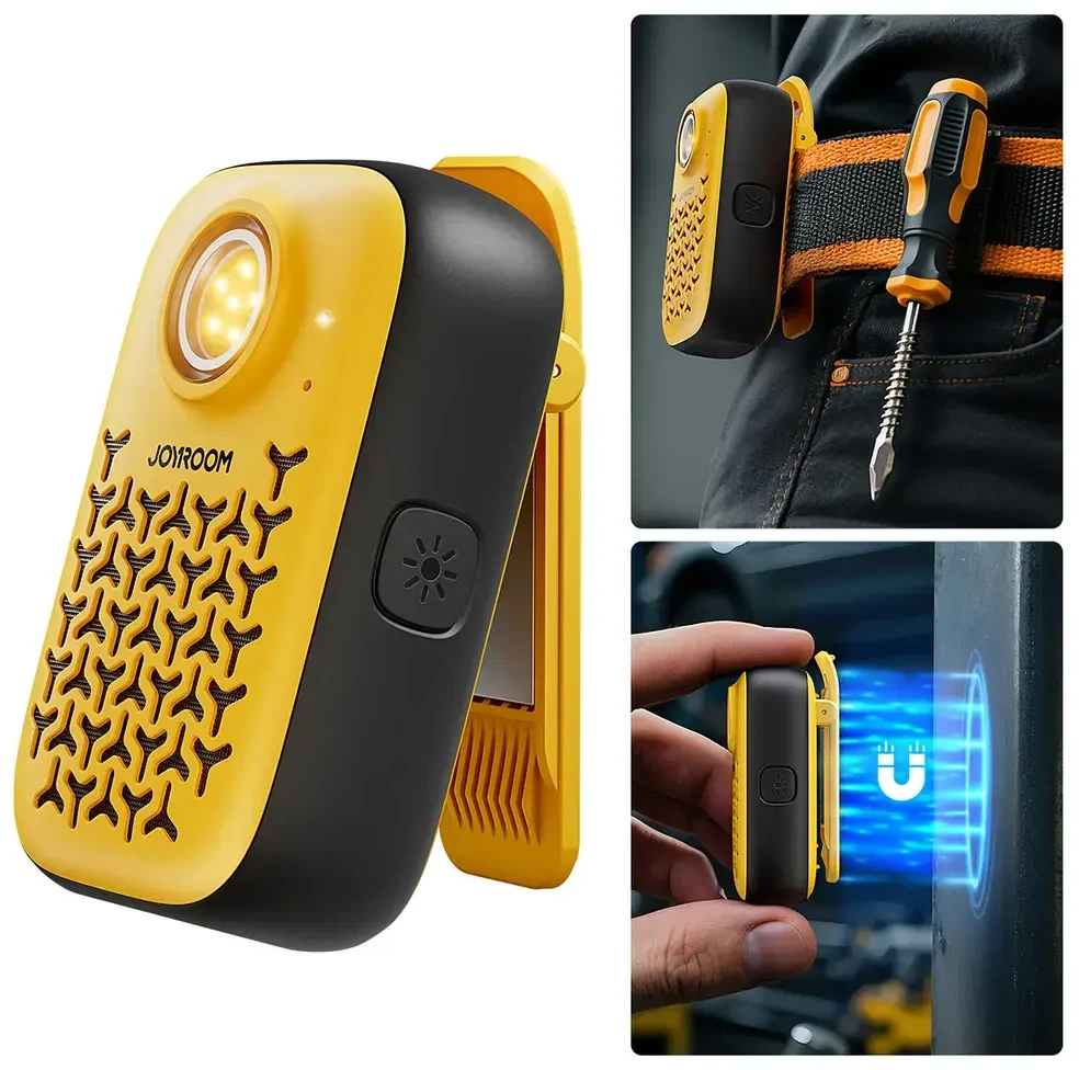 Joyroom Maya JR-MS03 nešiojamas "Bluetooth" garsiakalbis su įmontuotu žibintuvėliu, atsparus – geltonas