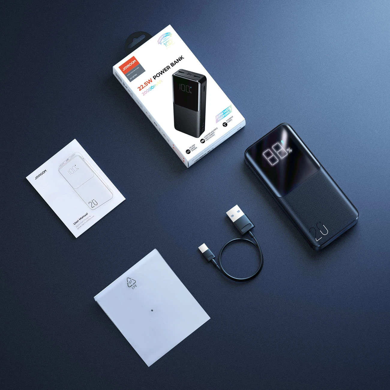 Išorinė baterija Power Bank Joyroom JR-QP192 22.5W 20000mAh juoda