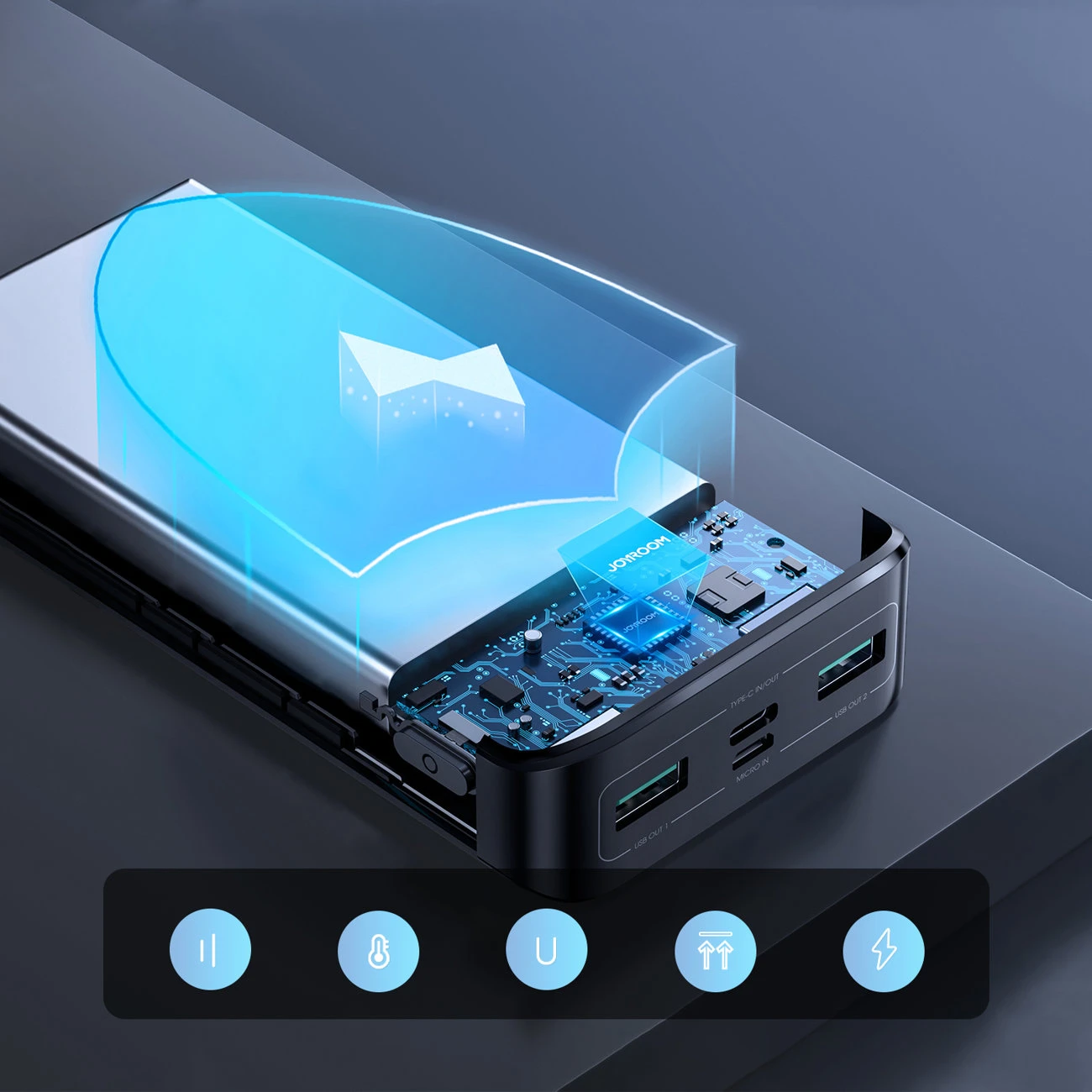 Išorinė baterija Power Bank Joyroom JR-QP192 22.5W 20000mAh juoda