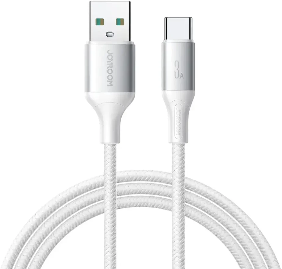 Joyroom S-A28 „Flash“ serijos 3A USB-A – USB-C kabelis, 2 m – baltos spalvos