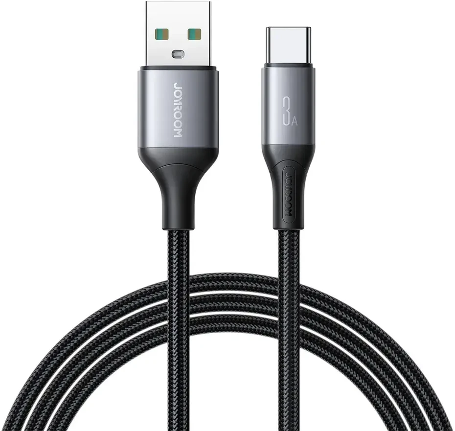 Joyroom S-A28 „Flash“ serijos 3A USB-A – USB-C kabelis, 2 m – juodos spalvos