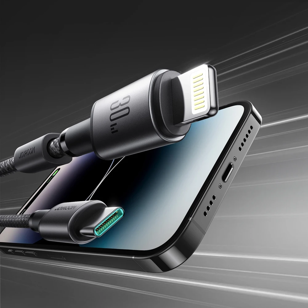 USB kabelis Joyroom SA-50 USB-C to Lightning 30W 1.2m tamsiai pilkas