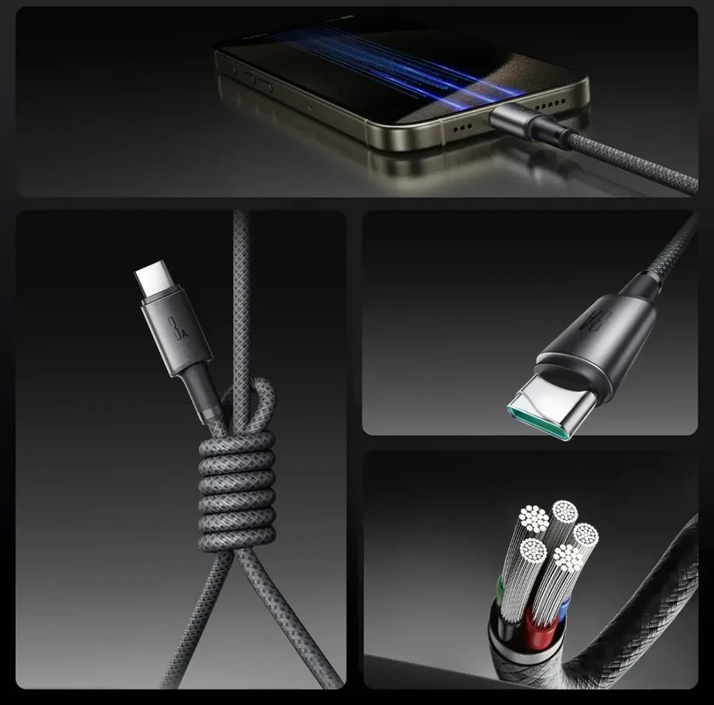 Joyroom S-A50 Unlimited serijos duomenų perdavimo ir įkrovimo kabelis | USB-A į USB-C | 15 W | 1,2 m | pilkas