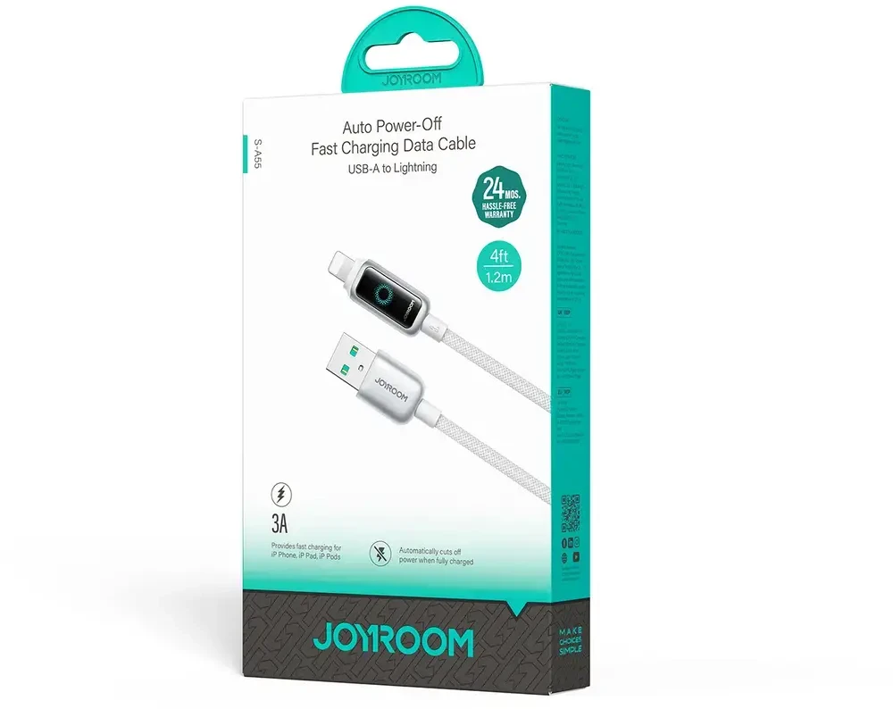 Kabelis Joyroom S-A55 StarFlight 3A USB-A – Lightning 1,2m – baltos spalvos
