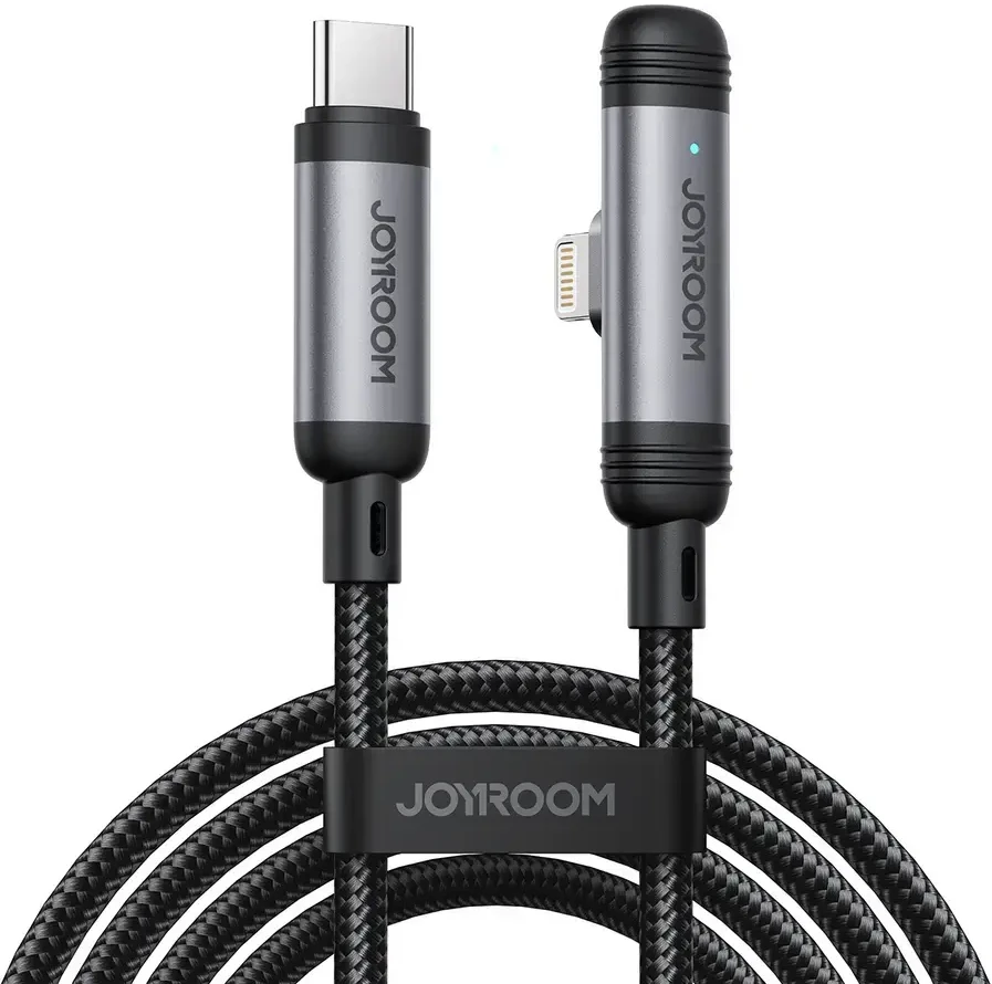 Joyroom S-A56 EnjoyX Series 90° USB-C – Lightning kabelis 30W 1.2m – juodos spalvos