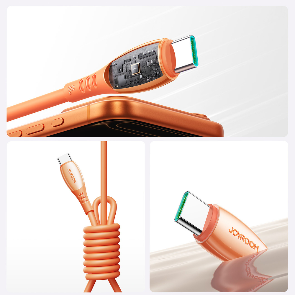 Joyroom S-A59 Vibrant Series 60W USB-C - USB-C Cable 1.2m - Oranžinis