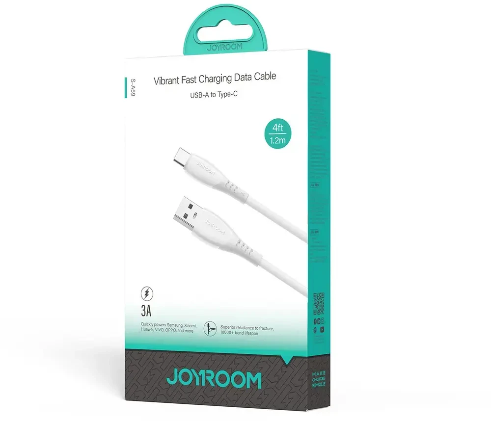 Joyroom S-A59 Vibrant Series 3A USB-A - USB-C cable 1.2m - baltas