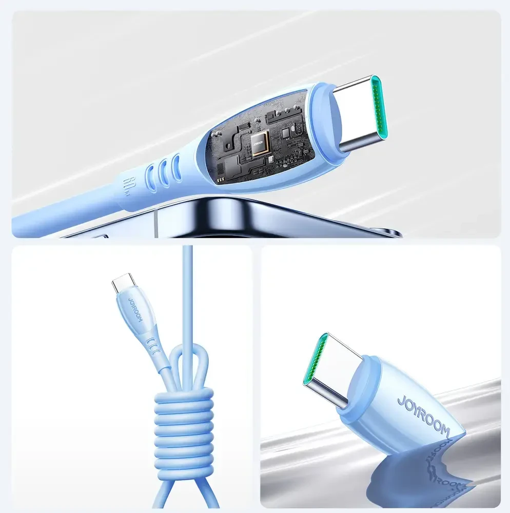 Joyroom S-A59 Vibrant Series 60W USB-C - USB-C cable 1.2m - mėlynas